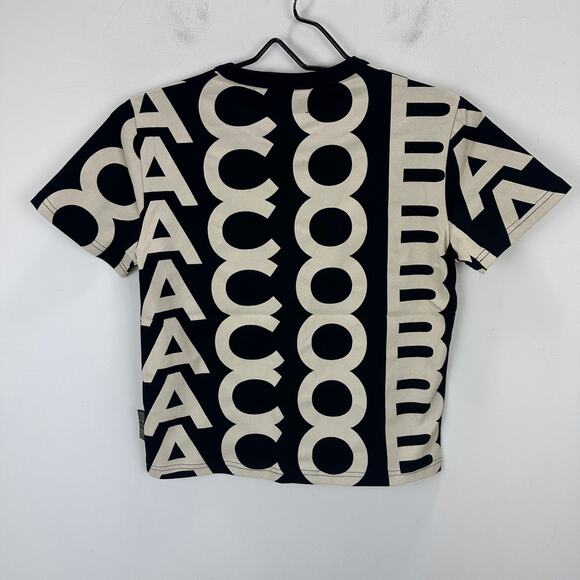 Marc Jacobs The Monogram Baby Tee Shirt Black Ivory Logo Crewneck Small NWT - Picture 10 of 11
